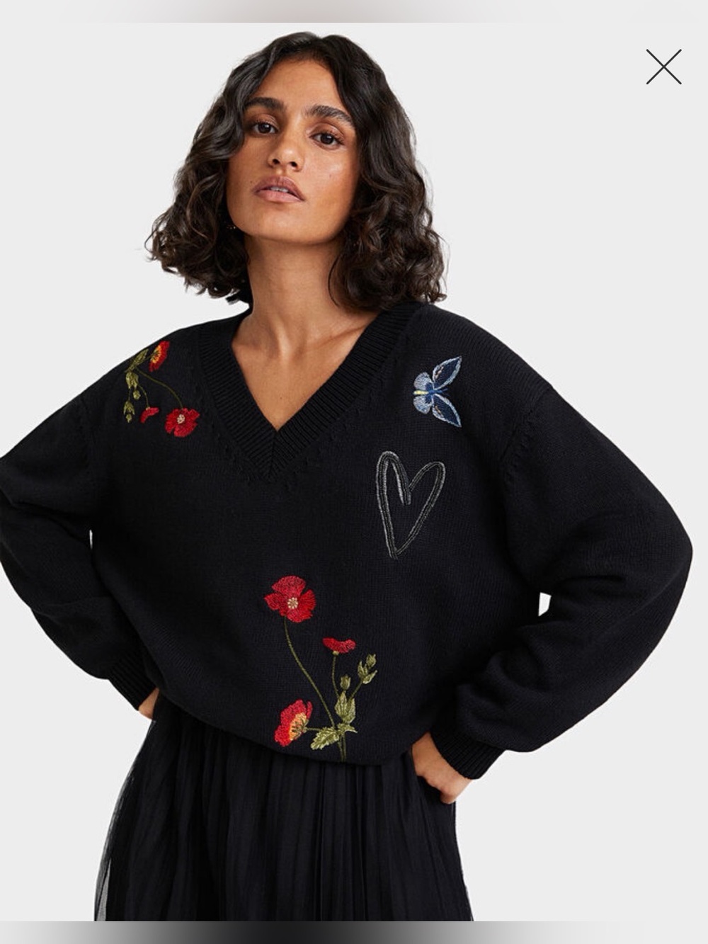Desigual Luca Embroidered Pullover Sweater Size L